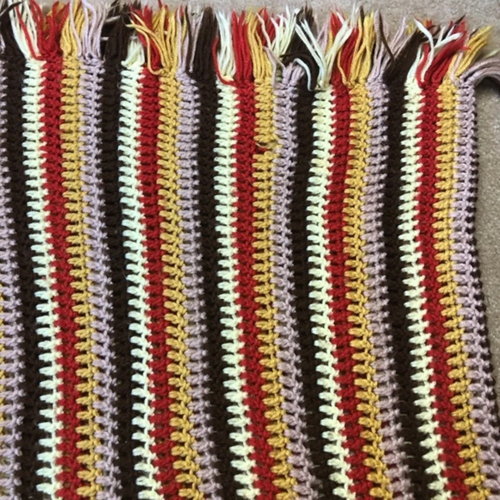 Vintage Handmade Striped Afghan Blanket